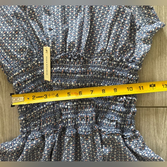 Max Studio|Blue Polka Dot Women's Wide leg jumpsuit w smocking•••NWT,Boho style - Picture 13 of 15